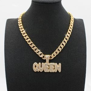 Fashion Trend Letter QUEEN Pendant Ladies Hip Hop Cuban Chain